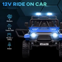 AIYAPLAY 12V Battery Powered Kids Ride On Car, Electric Truck w/ Spring Suspension, Remote, Music Horn Lights - Blue(m-4)