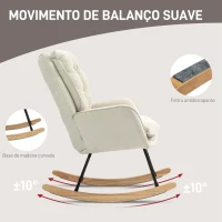 HOMCOM Poltrona Baloiço Estofada em Chenilla com Pés de Madeira de Faia e Apoio para os Braços para Lactância  71x98,5x97 cm Bege(m-4)