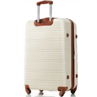 28" 4-Wheel ABS Hard Shell Travel Trolley Suitcase with Adjustable Handle, Luggage with Secure Lock, 52L x 32W x 78H cm, Brown+White(m-12)