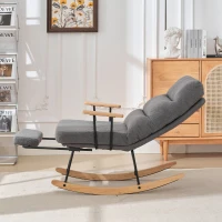 Fauteuil à bascule confortable avec réglage par gravité, repose-pieds manuel et fonction d'inclinaison stable,Gris(m-6)