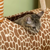 PawHut Giraffe-Designed Cat Tree, with Scratching Posts, Cat Tunnel, Toy Ball - Beige(m-7)