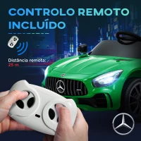 AIYAPLAY Carro Elétrico para Crianças Carro Mercedes-Benz AMG GTR com Bateria 12V Faróis  Buzina e Música 108x67x46 cm Verde(m-7)