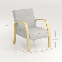 HOMCOM Fotoliu Modern Stil Scandinav, Fotoliu pentru Living și Sufragerie cu Brațe și Picioare din Lemn, 62x79x79 cm, Gri(m-3)