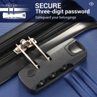 24" 4-Wheel ABS Hard Shell Travel Trolley Suitcase with Extendable Function, Luggage with Secure Lock, 45L × 28W × 69H cm, Deep Blue(m-5)