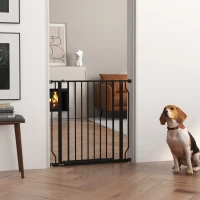 PawHut Extra Wide Dog Safety Gate, with Door Pressure, for Doorways, Hallways, Staircases - Black(m-2)