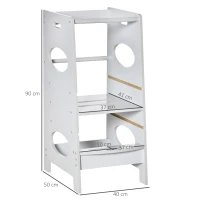 HOMCOM Kids Step Stool Toddler Kitchen Stool Tower with Adjustable Standing Platform, Grey(m-3)
