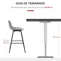 HOMCOM Conjunto de 2 Bancos de Bar com Encosto e Apoio para os Pés Bancos Altos Acolchoados de Estilo Nórdico 45x47x88 cm Cinza(m-7)
