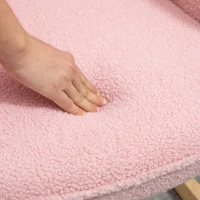 HOMCOM Poltrona Baloiço em Borrego com Oscilação de 40° Pés de Madeira de Faia e Estrutura de Aço 71x98x101 cm Rosa(m-9)