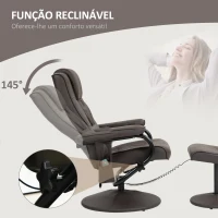 HOMCOM Poltrona de Massagem Elétrica com Banco para Apoiar os Pés Poltrona Relax Giratório Reclinável em até 145° com Controle Remoto e 10 Zonas de Massagem Estofado em PU 77x84x95 cm Marrom Escuro(m-5)