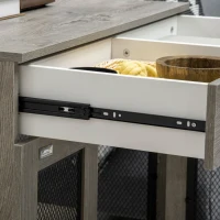 PawHut Dog Cage End Table with Two Doors, Drawer, for Medium Dogs - Grey(m-9)