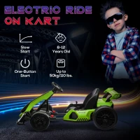 HOMCOM 24V Electric Go Kart for Kids with Adjustable Seat for 6-12 Years, Green(m-7)