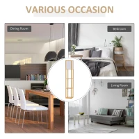 HOMCOM 3-Tier Floor Lamp, Floor Light with Storage Shelf, Reading Standing Lamp for Living Room, Bedroom, Kitchen, Dining Room, Office, Dorm, 160cm, Natural(m-7)