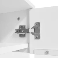 Moderno mobile TV lucido con illuminazione LED, 2 ante, 1 cassetto, vano aperto, apertura a pressione, Bianco(m-7)