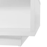 Weißer Hochglanz-Couchtisch mit 4 Glaseinsätzen, 2 Schubladen und 2 offenen Fächern, Weiß(m-9)