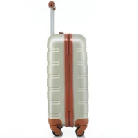 20" 4-Wheel ABS Hard Shell Travel Trolley Suitcase with Adjustable Handle, Luggage with Secure Lock, 35L x 23W x 57H cm, Brown+Green(m-11)