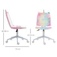 Vinsetto Fluffy Unicorn Office Chair with Mid-Back and Swivel Wheel, Cute Desk Chair, Rainbow Multi-Colored(m-3)