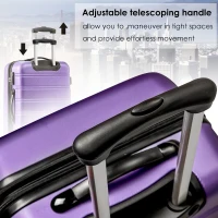 24" 4-Wheel ABS Hard Shell Travel Trolley Suitcase with Telescoping Handle, Luggage with Combination Lock, 45L × 28W × 69H cm, Purple(m-4)