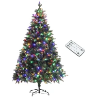 HOMCOM 7ft LED Pre-Lit Artificial Christmas Tree, with Base(m-1)