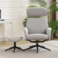 Fauteuil relax réglable gris avec repose-pieds, appuie-tête réglable en hauteur, Gris(m-4)
