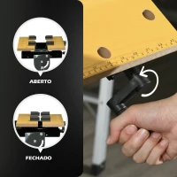 HOMCOM Bancada de trabalho ajustável em altura com 4 pinos giratórios com tabletes ajustáveis em ângulo e distância 65x60,5x85-110 cm Madeira natural e preta(m-6)