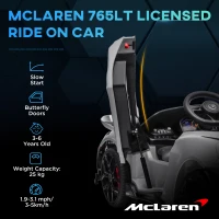 AIYAPLAY McLaren 765LT Licensed 12V Kids Electric Ride on Car with Butterfly Doors Remote Control Transport Wheels Grey(m-4)