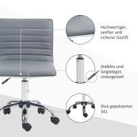 HOMCOM Draaistoel, in hoogte verstelbaar 43-55 cm, tot 120 kg, in lederlook, Lichtgrijs(m-7)