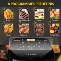HOMCOM Friteuse à air 1800W 11L - Air Fryer, friteuse sans huile mini four multifonction déshydrateur 8 programmes(m-4)