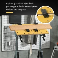 HOMCOM Bancada de trabalho ajustável em altura com 4 pinos giratórios com tabletes ajustáveis em ângulo e distância 65x60,5x85-110 cm Madeira natural e preta(m-5)