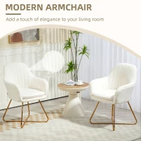 HOMCOM Set of Two Sherpa Fleece Dining Chairs - Cream(m-4)