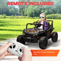 AIYAPLAY 12V Battery Powered Ride on Truck w/ Remote, 4 Suspension Wheels, Horn Lights Music USB, for 3-5 Years Old - Black(m-7)