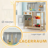 AIYAPLAY Kuchnia zabawkowa z akcesoriami, kuchenką & piekarnikiem, zlewem, zegarem, półkami, dla dzieci 3-6 lat, Szara(m-7)