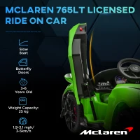 AIYAPLAY McLaren 765LT Licensed 12V Kids Electric Ride on Car with Butterfly Doors Remote Control Transport Wheels Green(m-4)