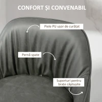 HOMCOM Set 2 Scaune de Bar din Piele Ecologică PU, Scaune Înalte cu Suport pentru Picioare, 52x53x99 cm, Gri Închis(m-6)