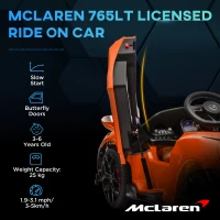 AIYAPLAY McLaren 765LT Licensed 12V Kids Electric Ride on Car with Butterfly Doors Remote Control Transport Wheels Orange(m-4)