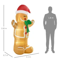 HOMCOM Om de Turta Dulce Gonflabil cu Palarie Inaltime 183cm Lumini cu LED Multicolor(m-3)