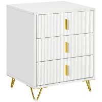 HOMCOM Elegant Chest of Three Drawers - White/Gold-Tone(m-11)