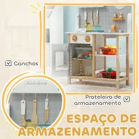 AIYAPLAY Cozinha de Brinquedo para Crianças Cozinha Infantil de Madeira com Sons e Acessórios de Cozinha 57x26x82 cm Multicor(m-7)