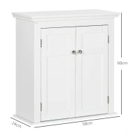 kleankin Armário Casa de Banho de Parede com Prateleiras Ajustáveis e Portas com Fechadura Magnéticas 58x24x60 cm Branco(m-3)
