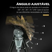HOMCOM Bancada de trabalho ajustável em altura com 4 pinos giratórios com tabletes ajustáveis em ângulo e distância 65x60,5x85-110 cm Madeira natural e preta(m-8)