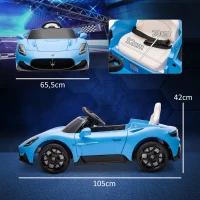 AIYAPLAY Carro Elétrico para Crianças com Licença Maserati MC20 com Bateria 12V Controlo Remoto Farois Buzina e Música 105x65,5x42 cm Azul(m-3)