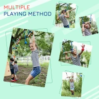 Outsunny Obstacle Course for Kids 46FT Slackline Kit with Rings Monkey Bars Fist Swing Climbing Rope Carry Bag Tree Protectors Training Equipment for Backyard(m-5)