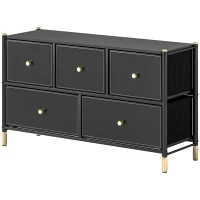 HOMCOM Faux Leather Front Chest of Drawers - Black(m-11)