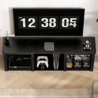 HOMCOM 65" TV Stand, with LED Lights and Storage - Black(m-8)