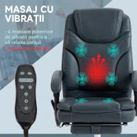 Vinsetto Scaun de Birou cu Masaj, Încălzire, Înălțime Reglabilă și Suport pentru Picioare, 67x67x113-121 cm, Gri(m-4)