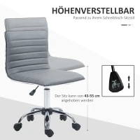 HOMCOM Draaistoel, in hoogte verstelbaar 43-55 cm, tot 120 kg, in lederlook, Lichtgrijs(m-4)
