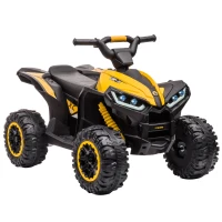 HOMCOM Elektro-Kinderquad, LED-Scheinwerfer, MP3-Player, Stoßdämpfer, ergonomischer Sitz, Gelb+Schwarz(m-15)