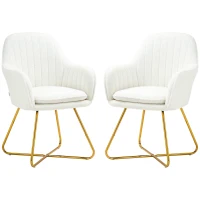 HOMCOM Set of Two Sherpa Fleece Dining Chairs - Cream(m-11)