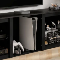 HOMCOM 65" TV Stand, with LED Lights and Storage - Black(m-9)