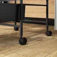 HOMCOM Bijzettafel op Wielen, 3 Manden voor Transport en Opslag, Keukenwagen, 40,8L x 33,5B x 60,5H cm, Zwart(m-8)