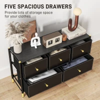 HOMCOM Faux Leather Front Chest of Drawers - Black(m-4)